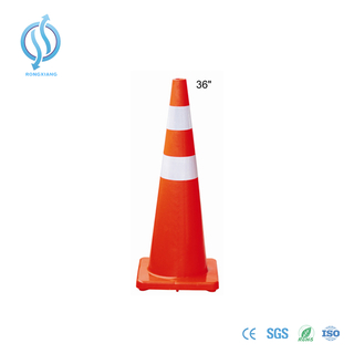 Durable Orange And White Traffic Cone on Road