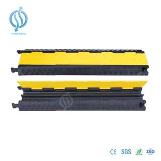 2 Channel Yellow Rubber Cable Protector with Heavy Base 